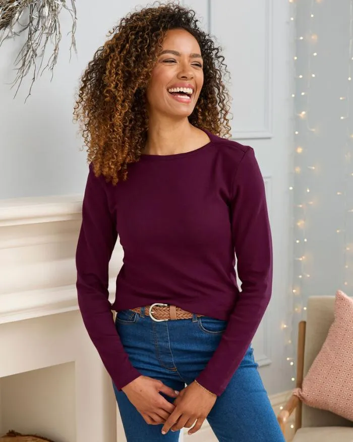 Cotton Traders Tops and TShirts CosyUp Long Sleeve Boat Neck Top 8211 Women