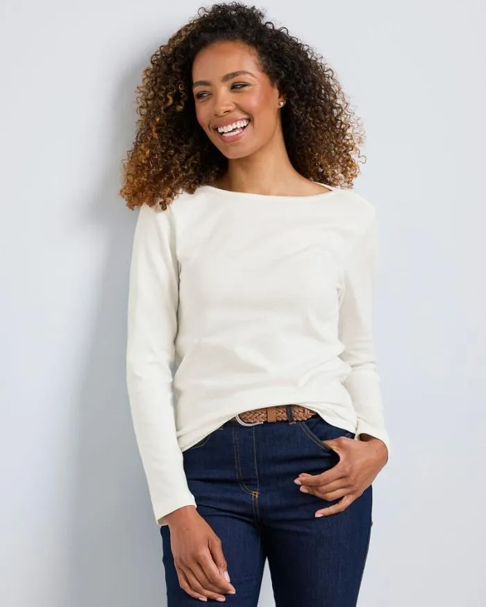 Cotton Traders Tops and TShirts CosyUp Long Sleeve Boat Neck Top 8211 Women