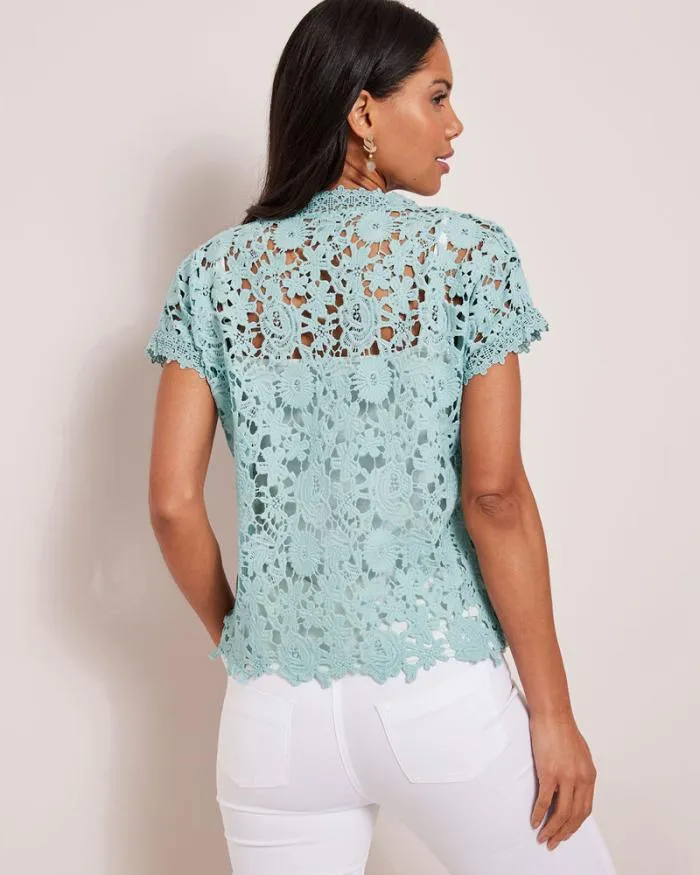 Cotton Traders Tops and TShirts Lace Short Sleeve Top 8211 Women