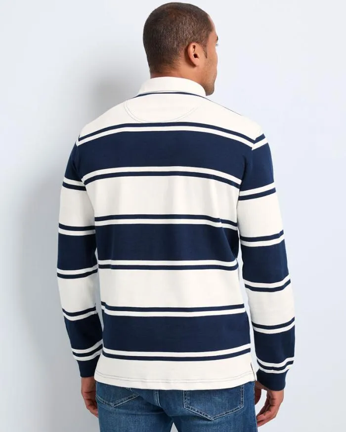 Cotton Traders Tops and TShirts Long Sleeve Embroidered Stripe Rugby Shirt 8211 Men
