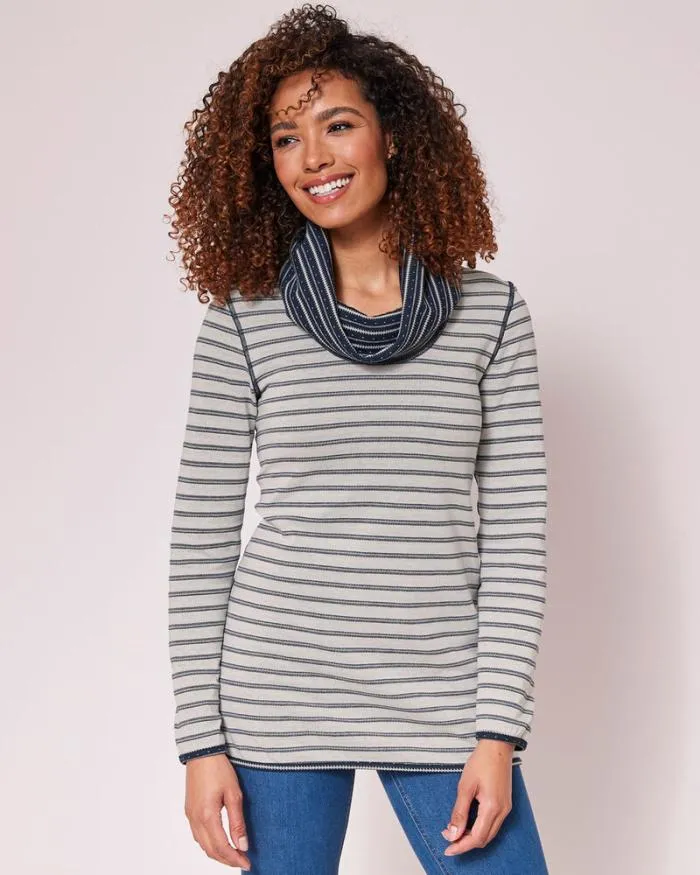 Cotton Traders Tops and TShirts Reversible Long Sleeve Cowl Neck Jersey Top 8211 Women