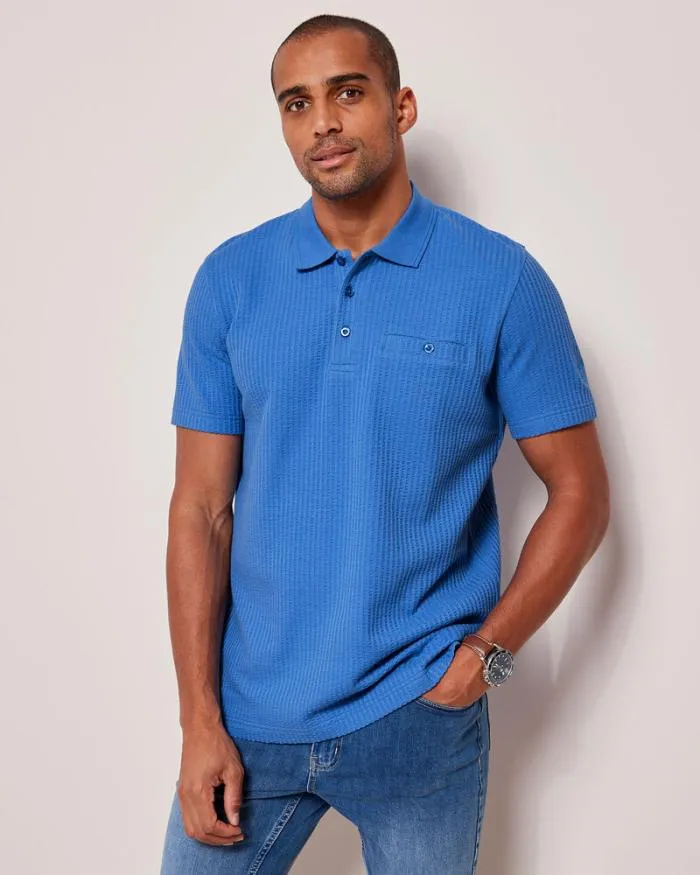Cotton Traders Tops and TShirts Seersucker Polo Shirt 8211 Men
