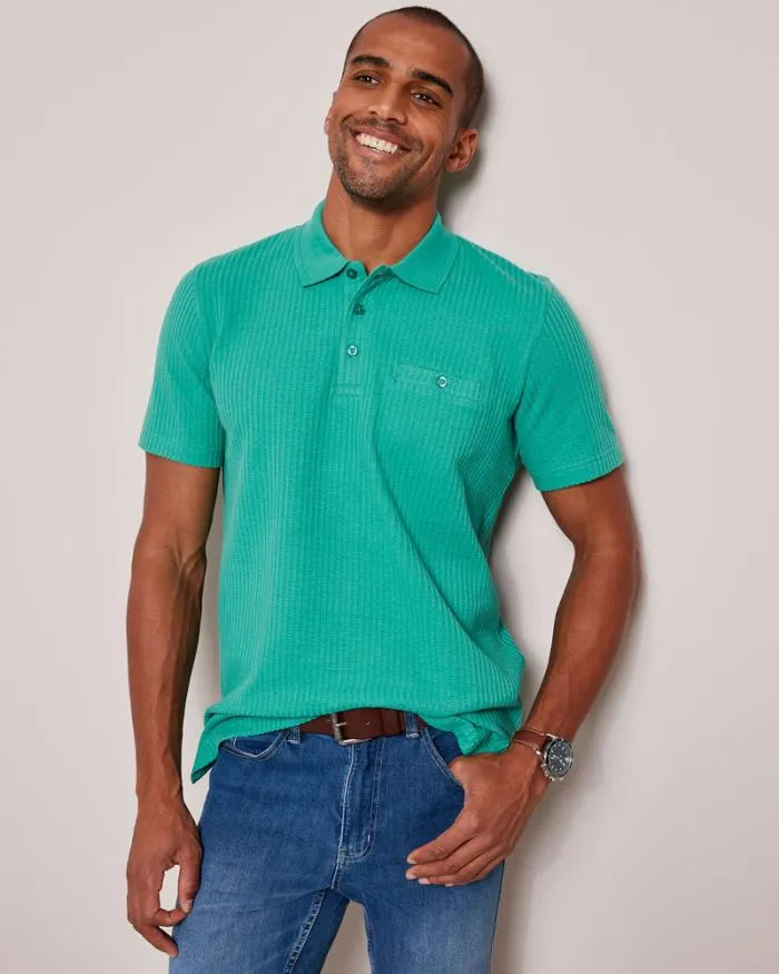 Cotton Traders Tops and TShirts Seersucker Polo Shirt 8211 Men