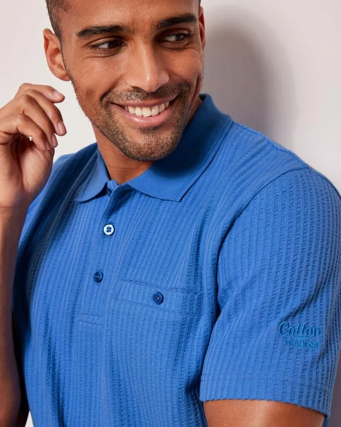 Cotton Traders Tops and TShirts Seersucker Polo Shirt 8211 Men
