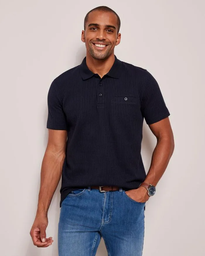 Cotton Traders Tops and TShirts Seersucker Polo Shirt 8211 Men