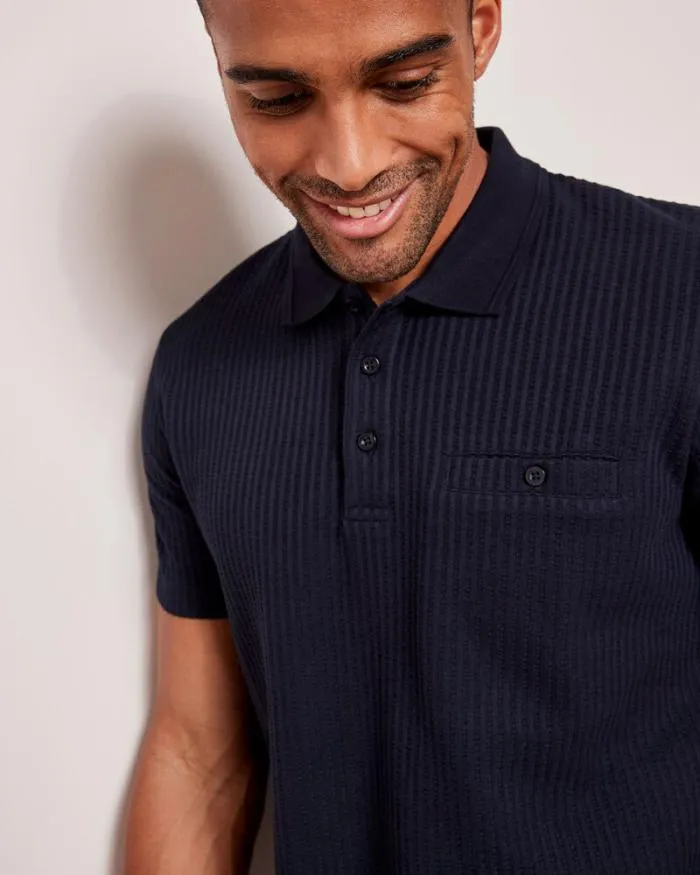 Cotton Traders Tops and TShirts Seersucker Polo Shirt 8211 Men