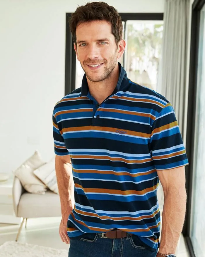 Cotton Traders Tops and TShirts Short Sleeve Stripe Polo 8211 WomenMenUnisex