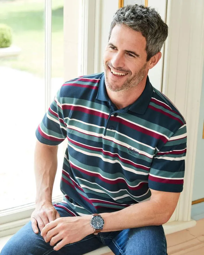 Cotton Traders Tops and TShirts Short Sleeve Stripe Polo 8211 WomenMenUnisex