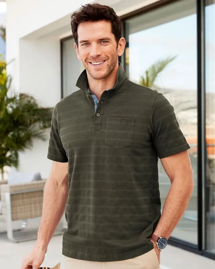 Cotton Traders Tops and TShirts Textured Polo Shirt 8211 Men
