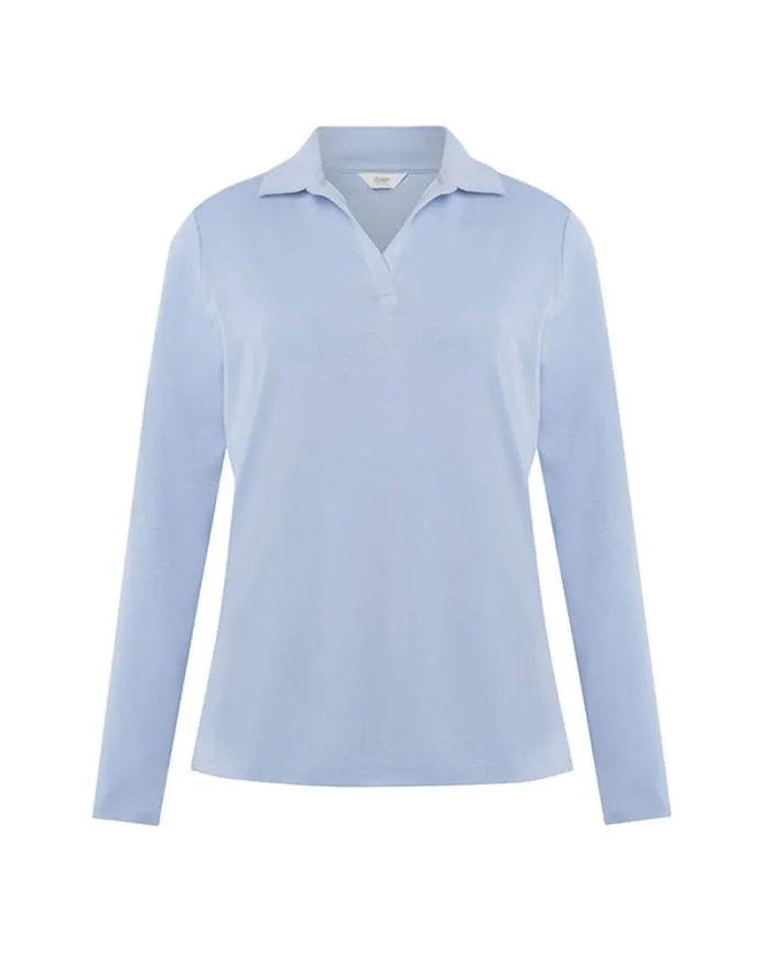 Cotton Traders Tops and TShirts Wrinkle Free Long Sleeve Jersey Polo Shirt 8211 Women
