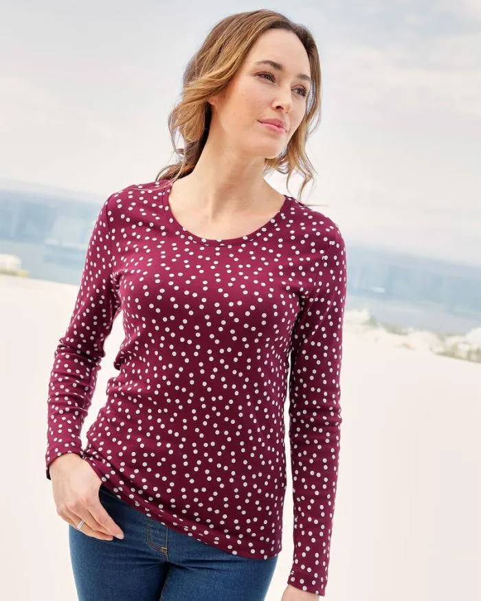 Cotton Traders Tops and TShirts Wrinkle Free Long Sleeve Spot Jersey Top 8211 Women