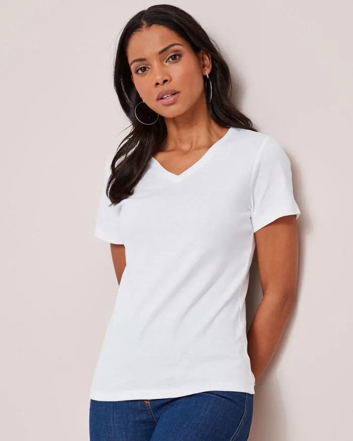 Cotton Traders Tops and TShirts Wrinkle Free Short Sleeve VNeck Top 8211 Women