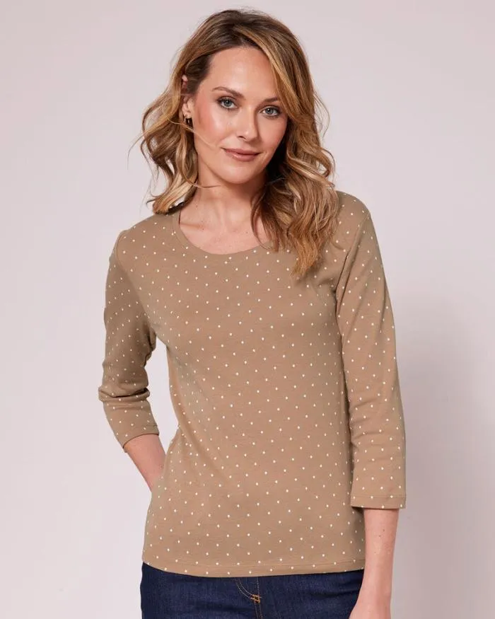 Cotton Traders Tops and TShirts Wrinkle Free Sleeve Spot Jersey Top 8211 Women