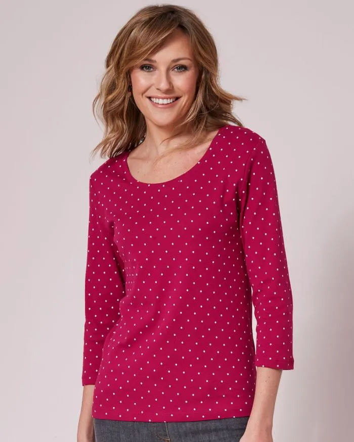 Cotton Traders Tops and TShirts Wrinkle Free Sleeve Spot Jersey Top 8211 Women