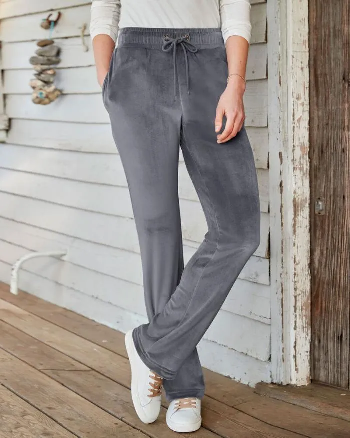 Cotton Traders Trousers Laidback Velour Straight Leg Trousers 8211 Women