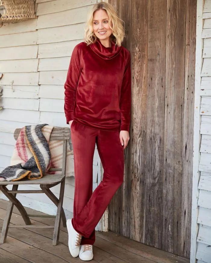 Cotton Traders Trousers Laidback Velour Straight Leg Trousers 8211 Women
