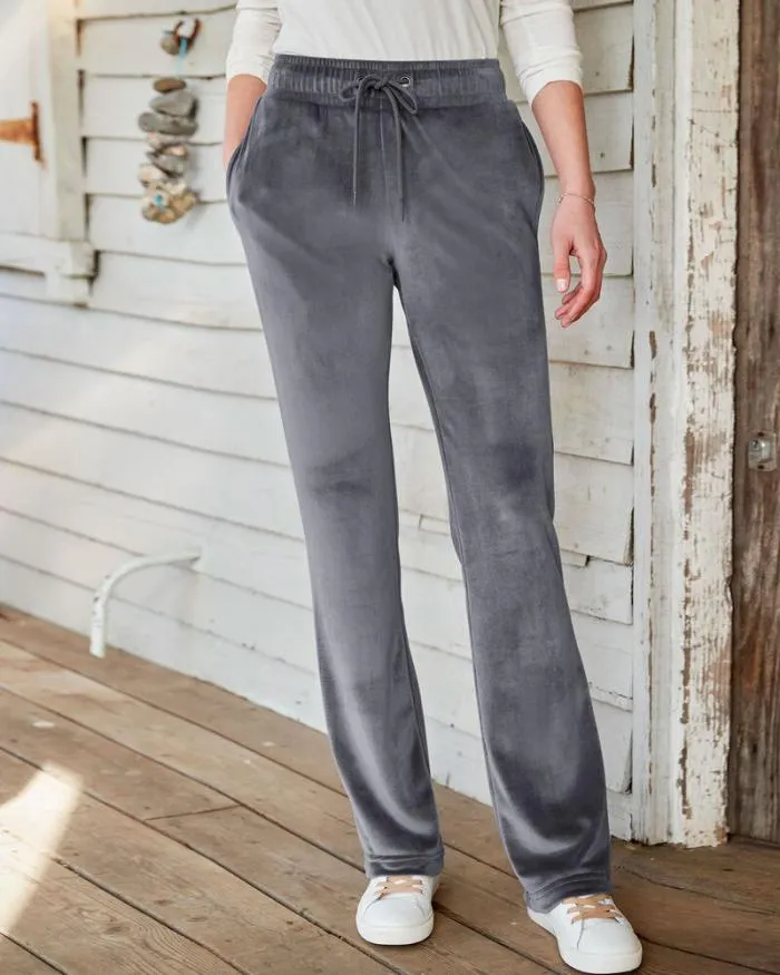 Cotton Traders Trousers Laidback Velour Straight Leg Trousers 8211 Women