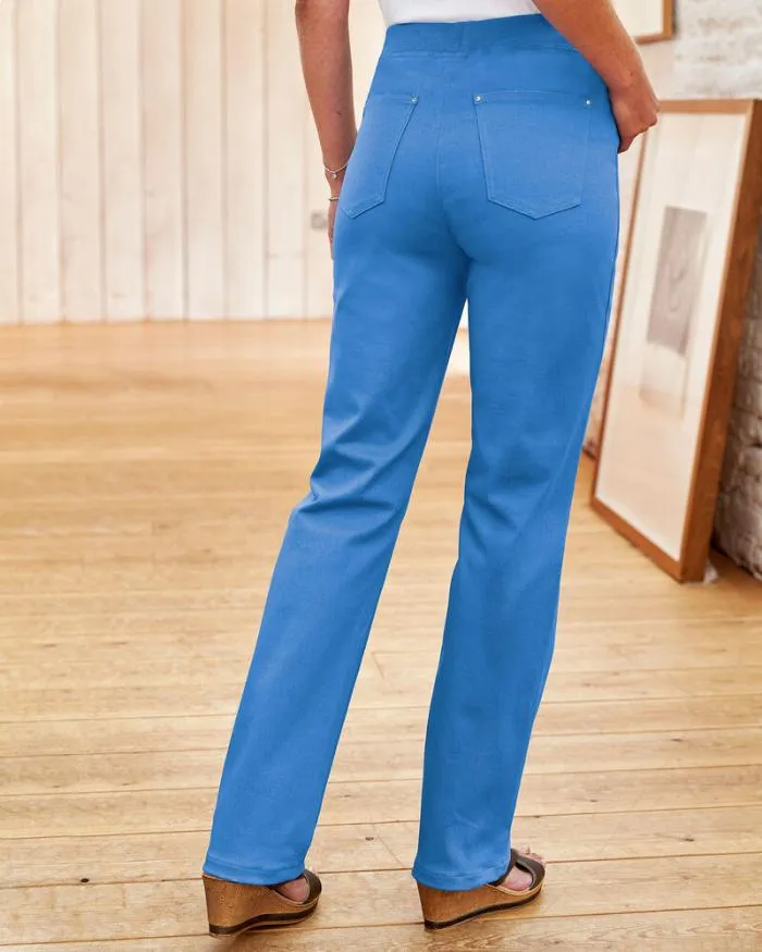 Cotton Traders Trousers Premium PullOn Rib Waist Twill Jeans 8211 Women
