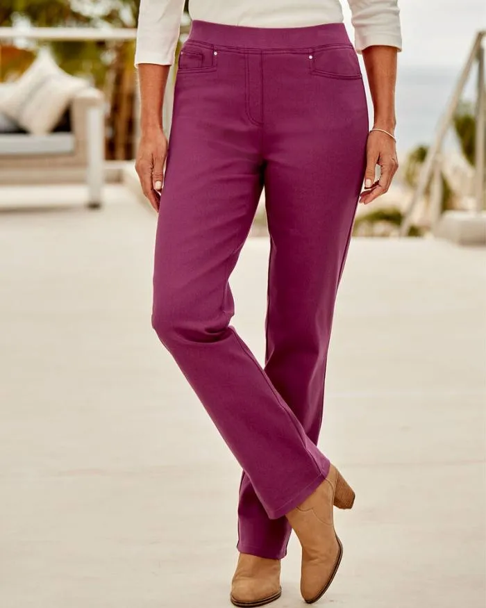 Cotton Traders Trousers Premium PullOn StraightLeg Twill Trousers 8211 Women