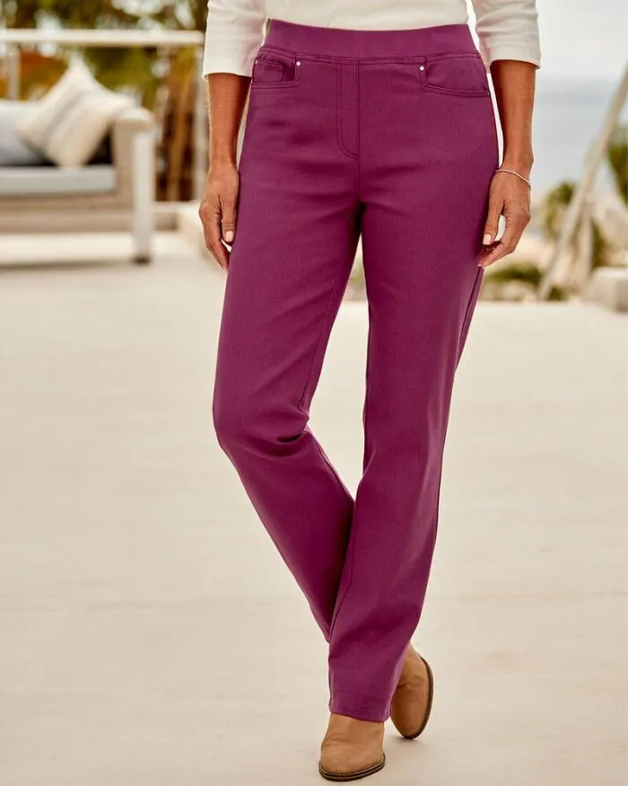 Cotton Traders Trousers Premium PullOn StraightLeg Twill Trousers 8211 Women
