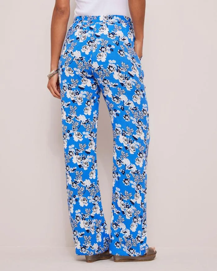 Cotton Traders Trousers PullOn Printed Crinkle Trousers 8211 Women