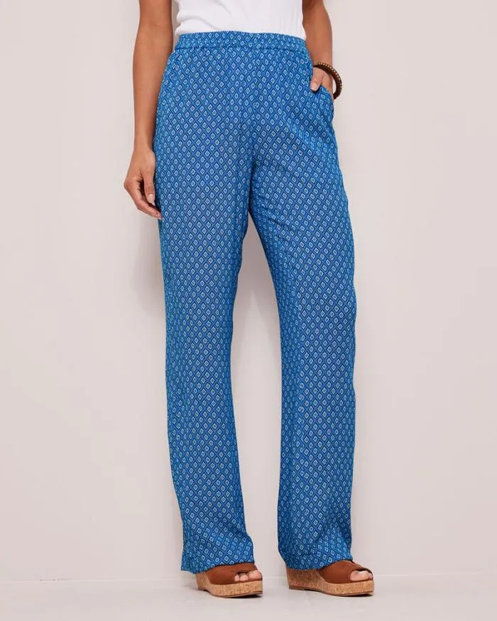 Cotton Traders Trousers PullOn Printed Crinkle Trousers 8211 Women