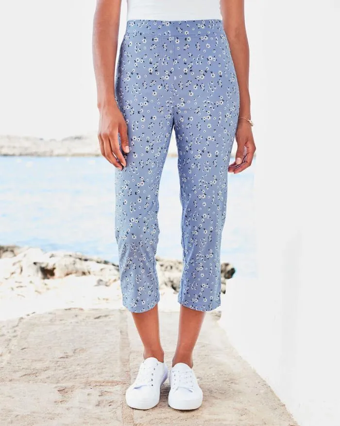 Cotton Traders Trousers Super Stretchy Printed PullOn Crop Trousers 8211 Women