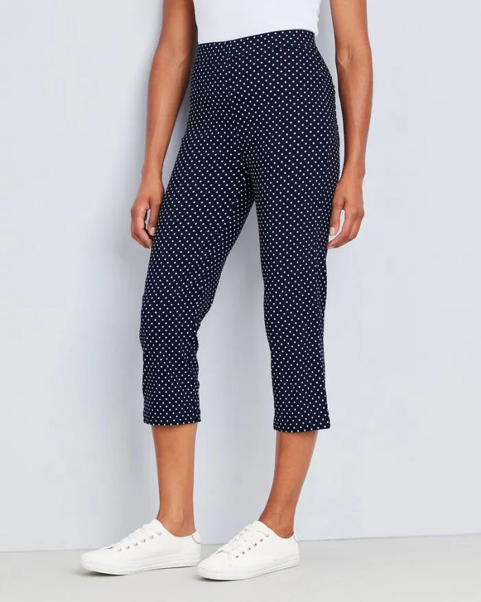 Cotton Traders Trousers Super Stretchy Printed PullOn Crop Trousers 8211 Women