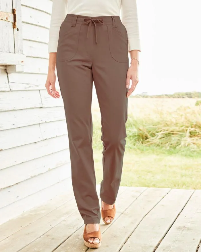 Cotton Traders Trousers Wrinkle Free Straight Leg PullOn Trousers 8211 Women