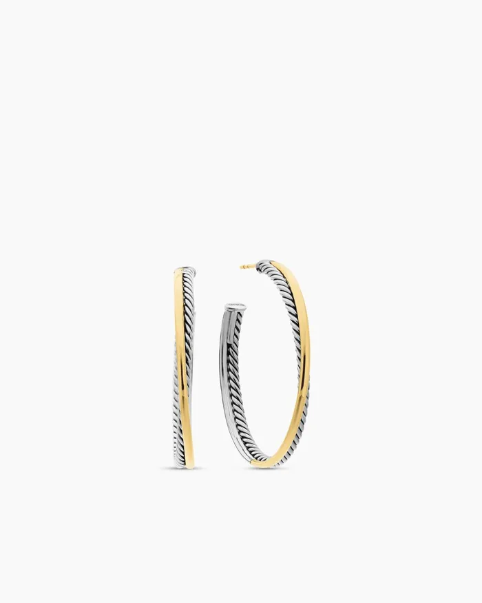 Crossover Hoop Earrings In Sterling Silver With 18K Yellow Gold 44mm Women David Yurman Hoop Crossover Hoop Earrings In Sterling Silver With 18K Yellow Gold 44mm Women David Yurman Hoop