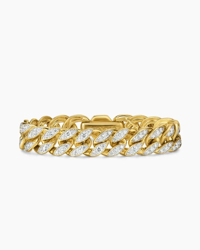 Curb Chain Bracelet In 18K Yellow Gold With Diamonds 115mm Women David Yurman Chain