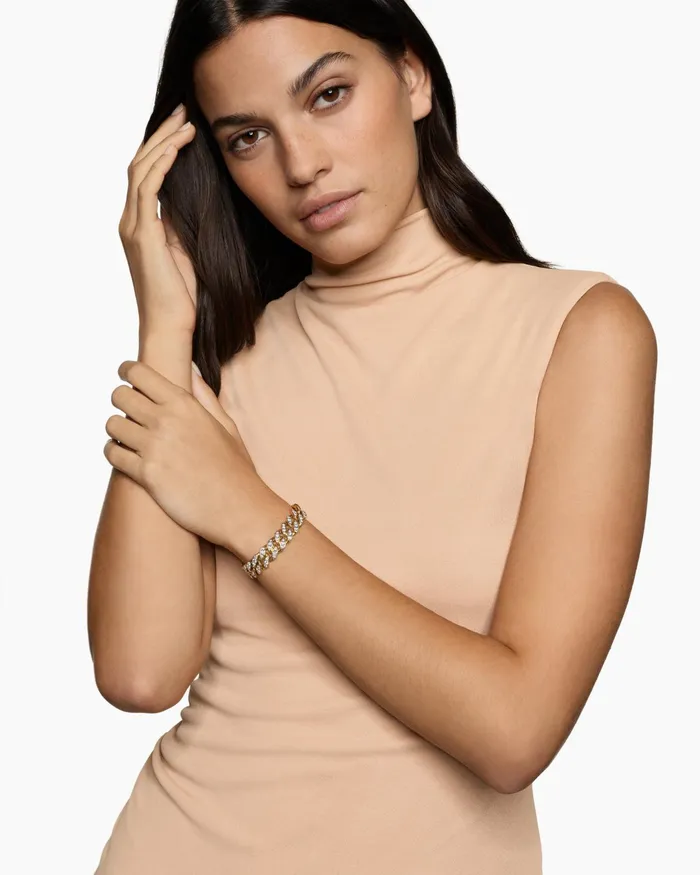 Curb Chain Bracelet In 18K Yellow Gold With Diamonds 115mm Women David Yurman Chain Curb Chain Bracelet In 18K Yellow Gold With Diamonds 115mm Women David Yurman Chain
