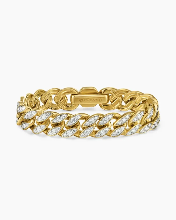 Curb Chain Bracelet In 18K Yellow Gold With Diamonds 115mm Women David Yurman Chain Curb Chain Bracelet In 18K Yellow Gold With Diamonds 115mm Women David Yurman Chain