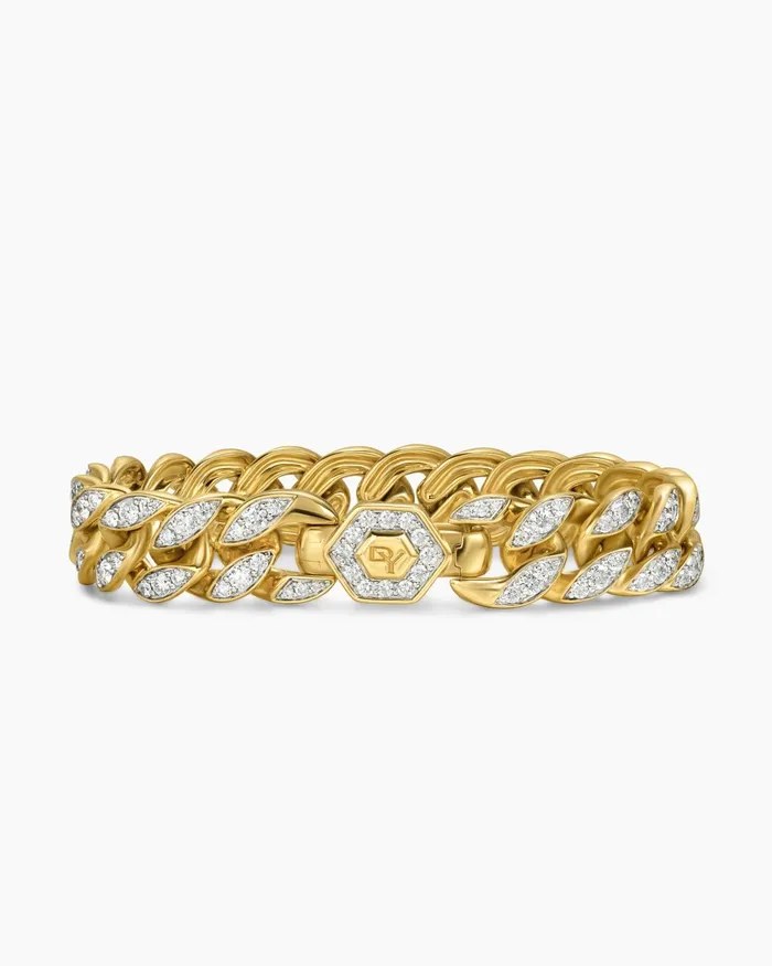 Curb Chain Bracelet In 18K Yellow Gold With Diamonds 115mm Women David Yurman Chain Curb Chain Bracelet In 18K Yellow Gold With Diamonds 115mm Women David Yurman Chain