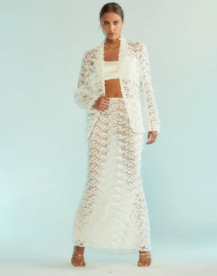 Cynthia Rowley 3D Embroidered Tulle Skirt Women Bottoms