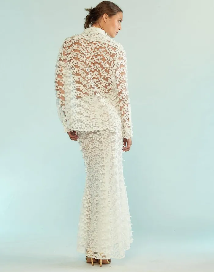 Cynthia Rowley 3D Embroidered Tulle Skirt Women Bottoms