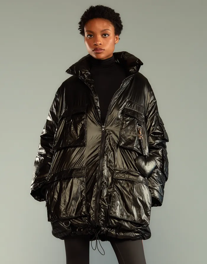 Cynthia Rowley Cargo Pocket Puffer Coat Women Jackets and Coats