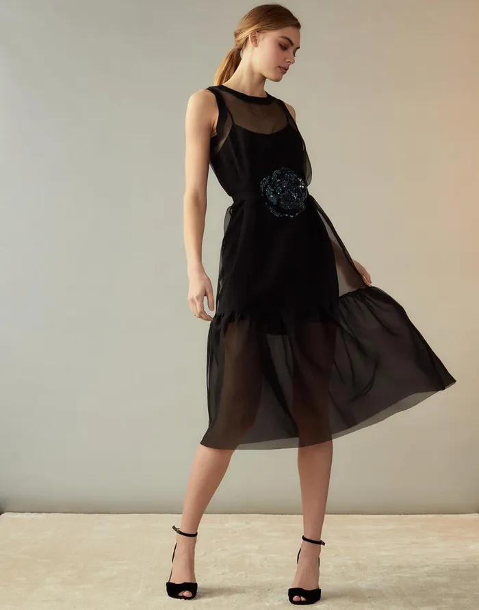 Cynthia Rowley Carrie Organza Midi Dress Women Dresses