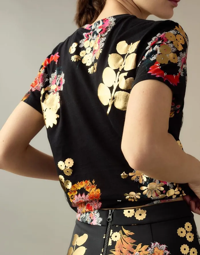 Cynthia Rowley Gold Foil TShirt Women Tops Cynthia Rowley Gold Foil TShirt Women Tops