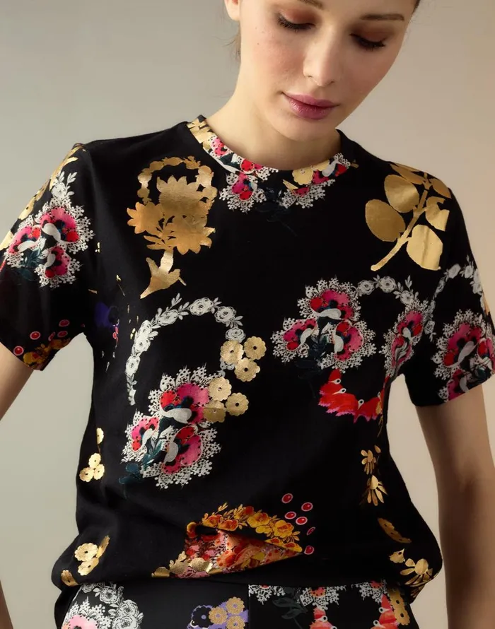 Cynthia Rowley Gold Foil TShirt Women Tops Cynthia Rowley Gold Foil TShirt Women Tops