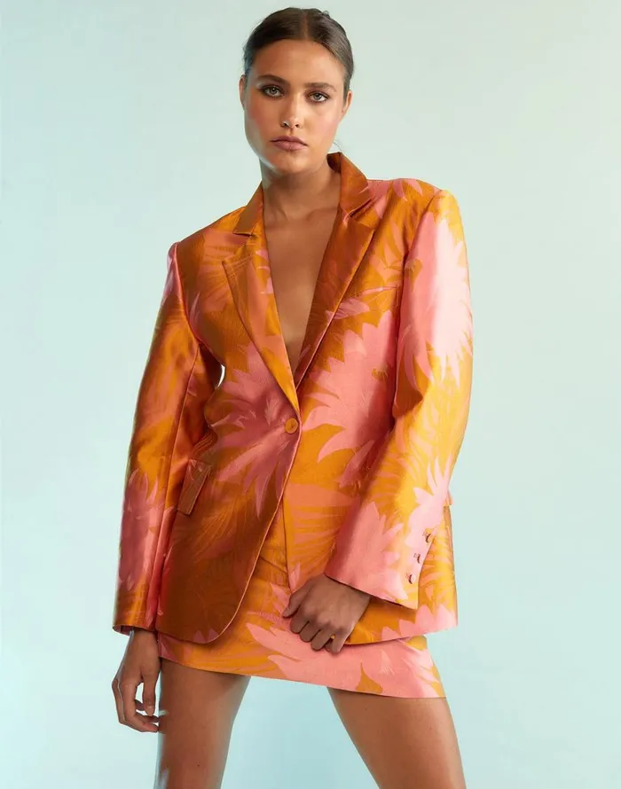 Cynthia Rowley Harper Jacquard Blazer Women Tops