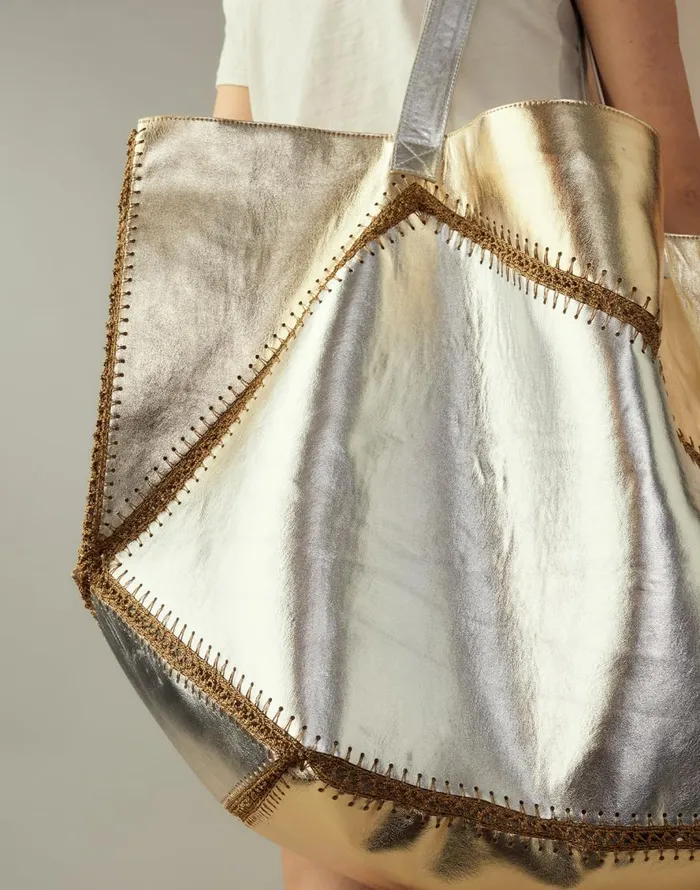 Cynthia Rowley Mixed Metallic Vegan Leather Oversized Tote Women Accessories and Gifts Cynthia Rowley Mixed Metallic Vegan Leather Oversized Tote Women Accessories and Gifts