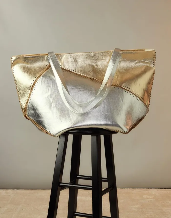 Cynthia Rowley Mixed Metallic Vegan Leather Oversized Tote Women Accessories and Gifts Cynthia Rowley Mixed Metallic Vegan Leather Oversized Tote Women Accessories and Gifts
