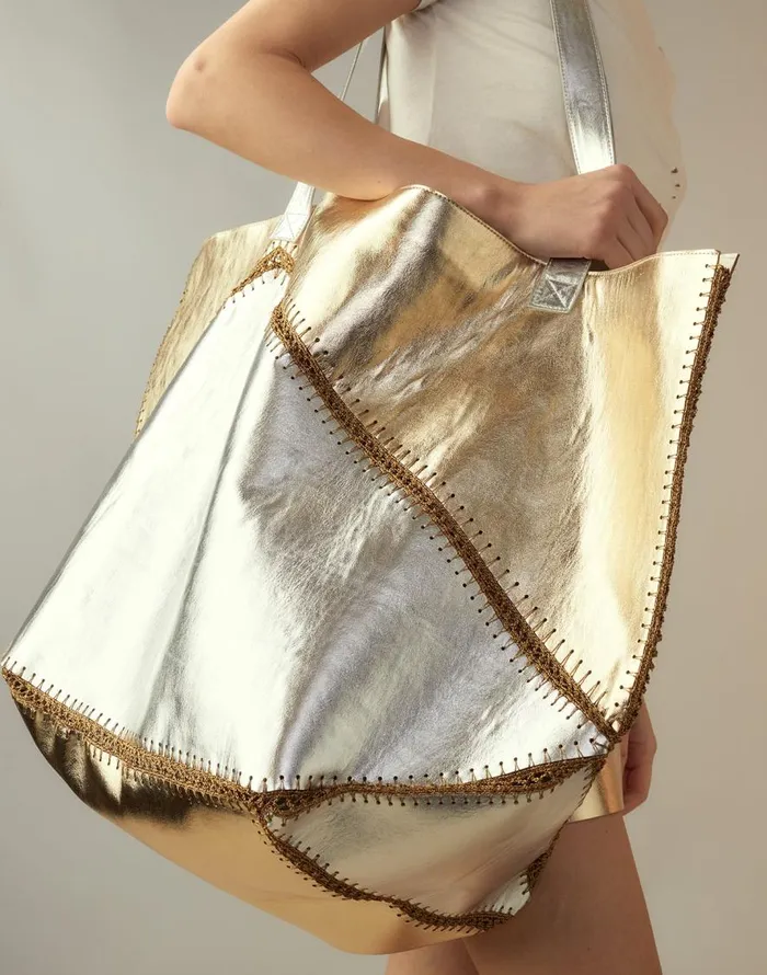 Cynthia Rowley Mixed Metallic Vegan Leather Oversized Tote Women Accessories and Gifts Cynthia Rowley Mixed Metallic Vegan Leather Oversized Tote Women Accessories and Gifts