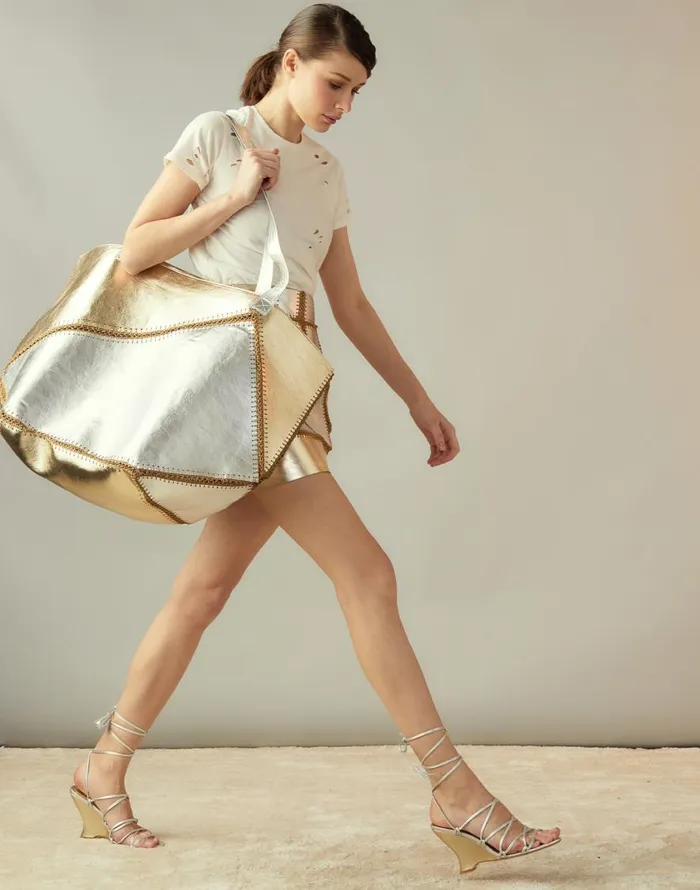 Cynthia Rowley Mixed Metallic Vegan Leather Oversized Tote Women Accessories and Gifts Cynthia Rowley Mixed Metallic Vegan Leather Oversized Tote Women Accessories and Gifts