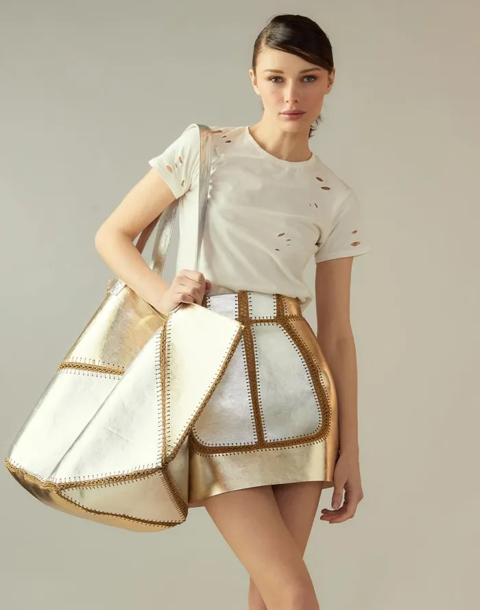 Cynthia Rowley Mixed Metallic Vegan Leather Oversized Tote Women Accessories and Gifts Cynthia Rowley Mixed Metallic Vegan Leather Oversized Tote Women Accessories and Gifts