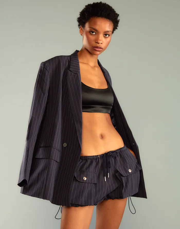 Cynthia Rowley Pinstripe Cargo Bloomer Short Women Bottoms
