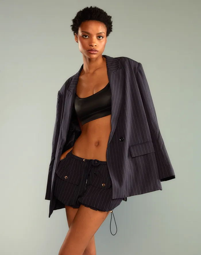 Cynthia Rowley Pinstripe Cargo Bloomer Short Women Bottoms