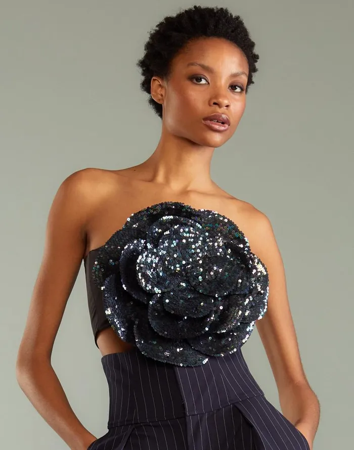 Cynthia Rowley Sequin Flower Bandeau Women Party Shop