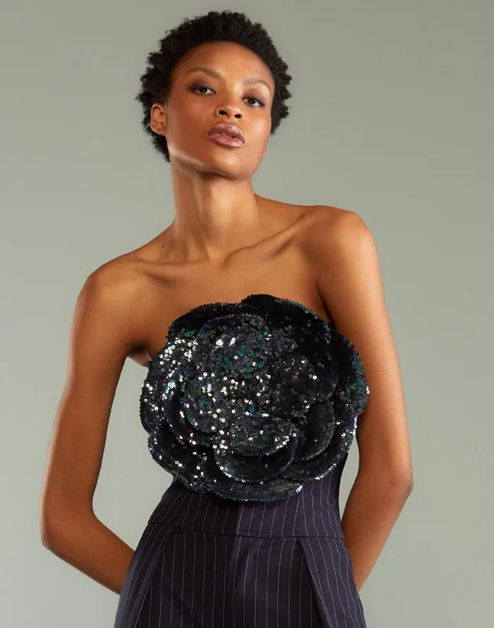 Cynthia Rowley Sequin Flower Bandeau Women Party Shop